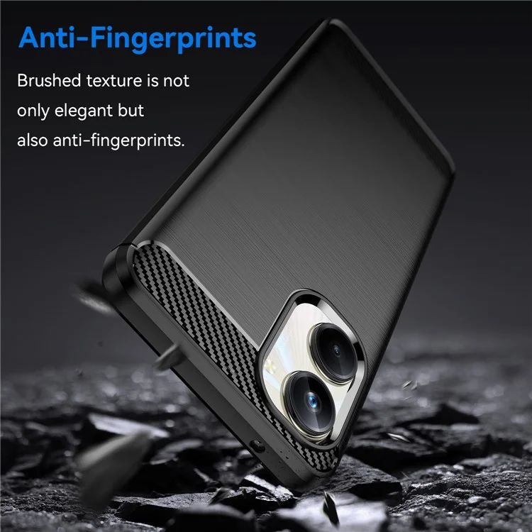 Pour Realme 10 Pro 5G Carbon Fiber Texture Brushed Surface Phone Case Soft TPU Protective Cover - Noir