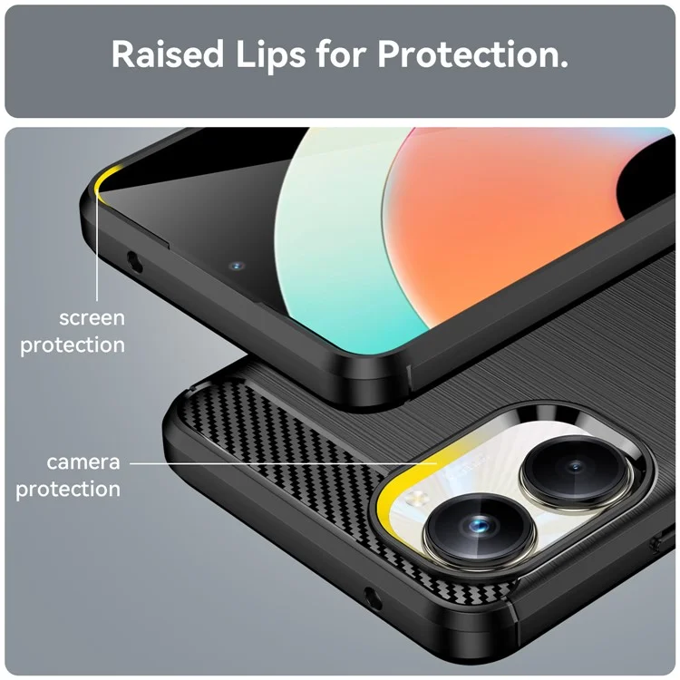 Pour Realme 10 Pro 5G Carbon Fiber Texture Brushed Surface Phone Case Soft TPU Protective Cover - Noir