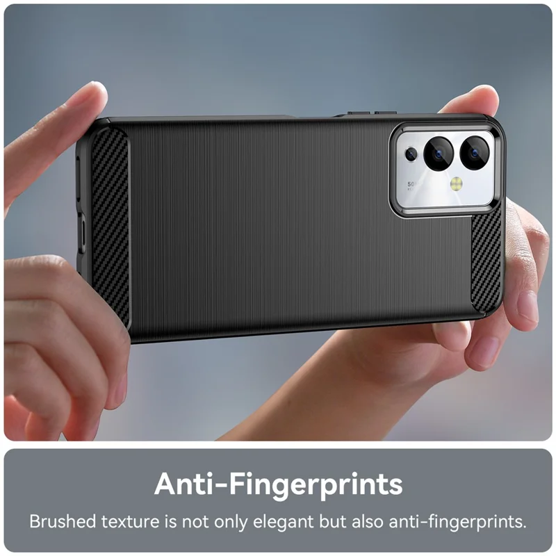 For Infinix Note 12i Phone Case, Carbon Fiber Texture Soft TPU Brushed Surface Protective Cover - Black