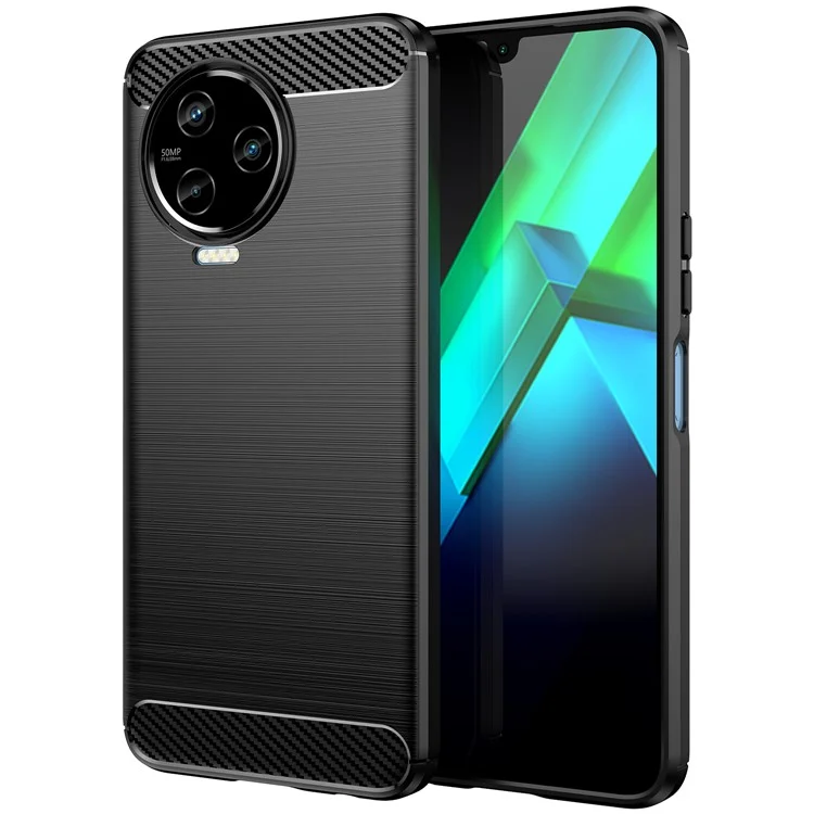 Für Infinix Note 12 Pro 4G Carbon Fiber Texture Phone Case Stoßabsorbierende TPU gebürstete Oberfläche Schutzhülle - Schwarz