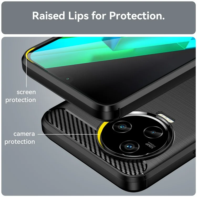 Für Infinix Note 12 Pro 4G Carbon Fiber Texture Phone Case Stoßabsorbierende TPU gebürstete Oberfläche Schutzhülle - Schwarz