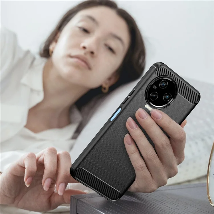Für Infinix Note 12 Pro 4G Carbon Fiber Texture Phone Case Stoßabsorbierende TPU gebürstete Oberfläche Schutzhülle - Schwarz