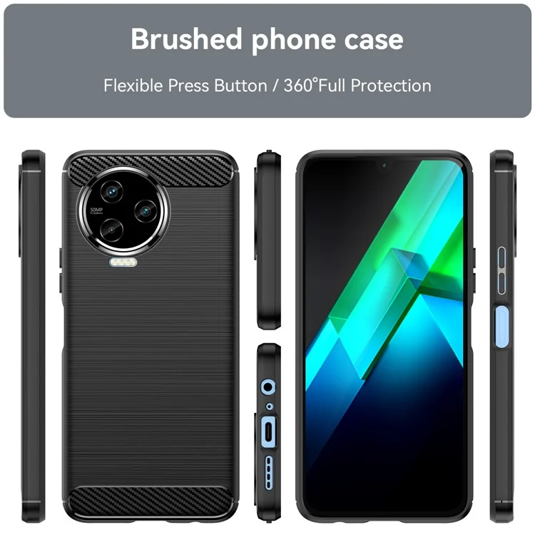 Für Infinix Note 12 Pro 4G Carbon Fiber Texture Phone Case Stoßabsorbierende TPU gebürstete Oberfläche Schutzhülle - Schwarz
