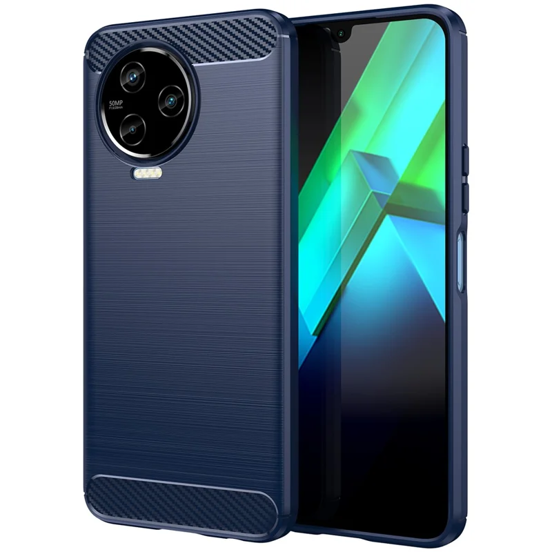 For Infinix Note 12 Pro 4G Carbon Fiber Texture Phone Case Shock-Absorbing TPU Brushed Surface Protective Cover - Blue