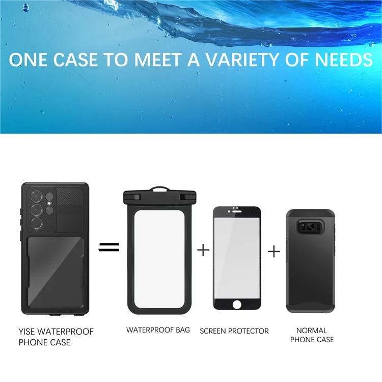 REDPEPPER DOT For Samsung Galaxy S23 Ultra IP68 Waterproof Phone Case Anti-scratch Transparent Cell Phone Back Cover [Support Fingerprint Unlock] - Black