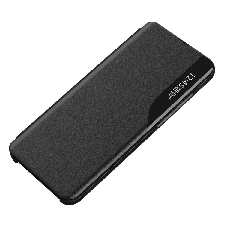 Für Samsung Galaxy A54 5G Handyhülle Klar Fenster Anti-Kratzer Flip Leder Handy Hülle mit Ständer - Schwarz