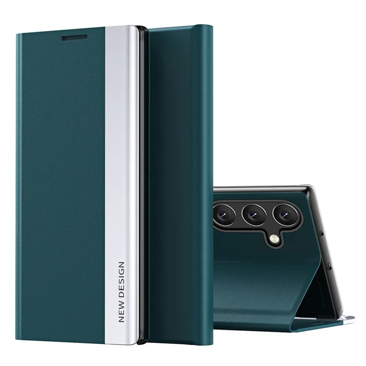 Для Samsung Galaxy A54 5G Electroplating PU Кожаный чехол для телефона Stand Anti-scratch Smartphone Case - Зеленый