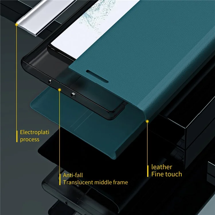 Для Samsung Galaxy A54 5G Electroplating PU Кожаный чехол для телефона Stand Anti-scratch Smartphone Case - Зеленый