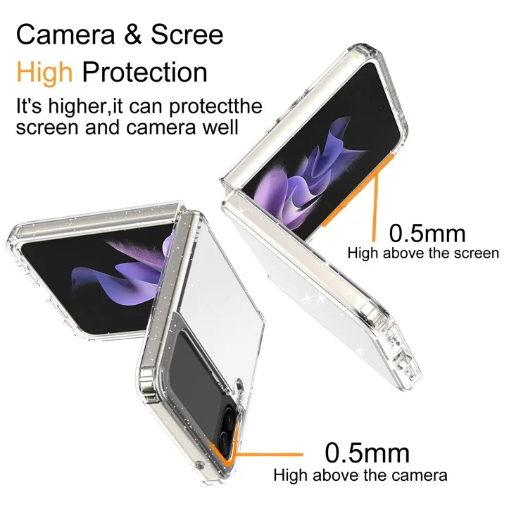 Für Samsung Galaxy Z Flip4 5G Glitter Powder IMD Clear Phone Case Anti-Scratch Soft TPU Stoßfeste Schutzhülle