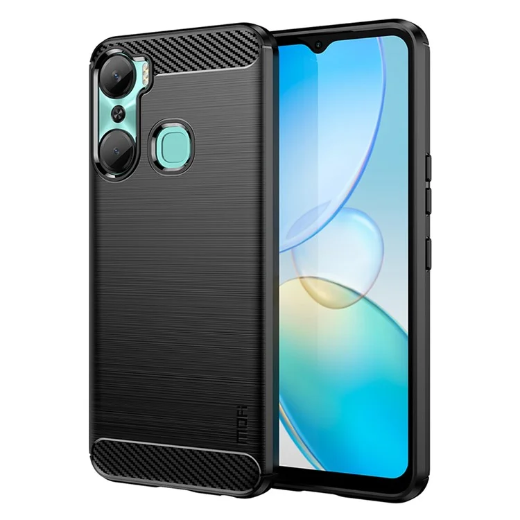 MOFI JK TPU Series-1 Carbon Fiber Phone Cover для Infinix Hot 12 Pro 4G, Защита от падения TPU с текстурой Brushed Phone Case Shell - Черный