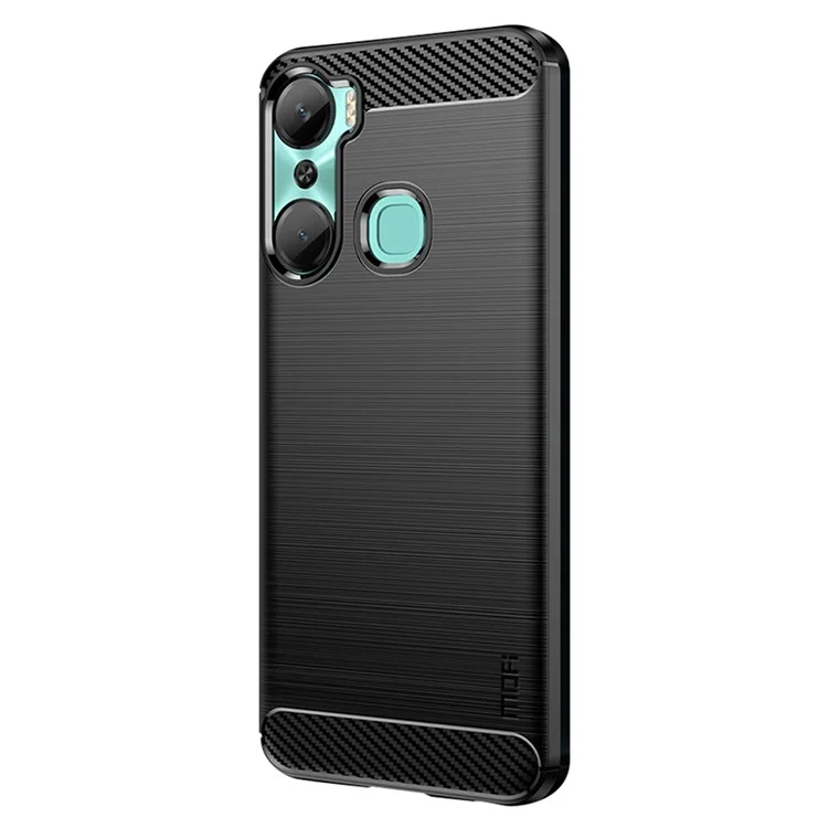 MOFI JK TPU Series-1 Carbon Fiber Phone Cover для Infinix Hot 12 Pro 4G, Защита от падения TPU с текстурой Brushed Phone Case Shell - Черный