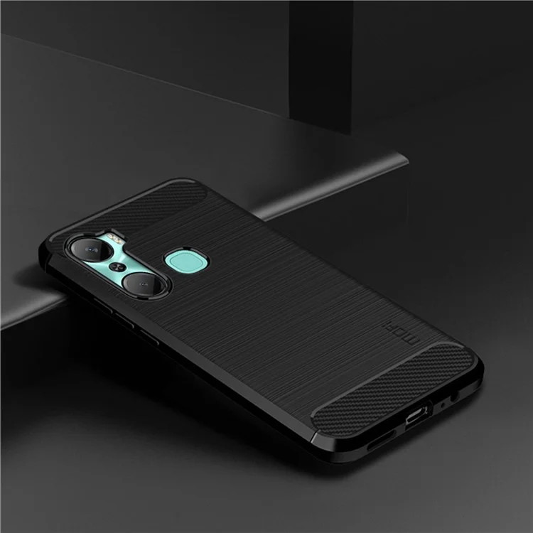 MOFI JK TPU Series-1 Carbon Fiber Phone Cover для Infinix Hot 12 Pro 4G, Защита от падения TPU с текстурой Brushed Phone Case Shell - Черный