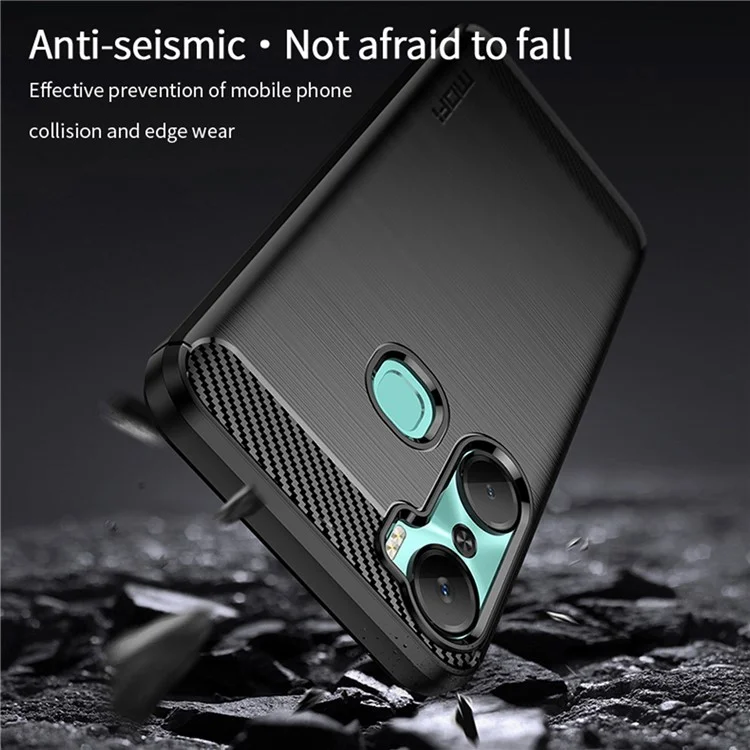 MOFI JK TPU Series-1 Carbon Fiber Phone Cover для Infinix Hot 12 Pro 4G, Защита от падения TPU с текстурой Brushed Phone Case Shell - Черный