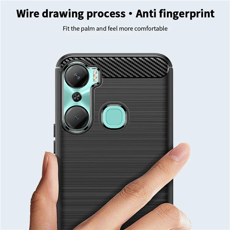 MOFI JK TPU Series-1 Carbon Fiber Phone Cover для Infinix Hot 12 Pro 4G, Защита от падения TPU с текстурой Brushed Phone Case Shell - Черный