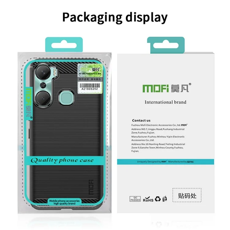 MOFI JK TPU Series-1 Carbon Fiber Phone Cover для Infinix Hot 12 Pro 4G, Защита от падения TPU с текстурой Brushed Phone Case Shell - Черный
