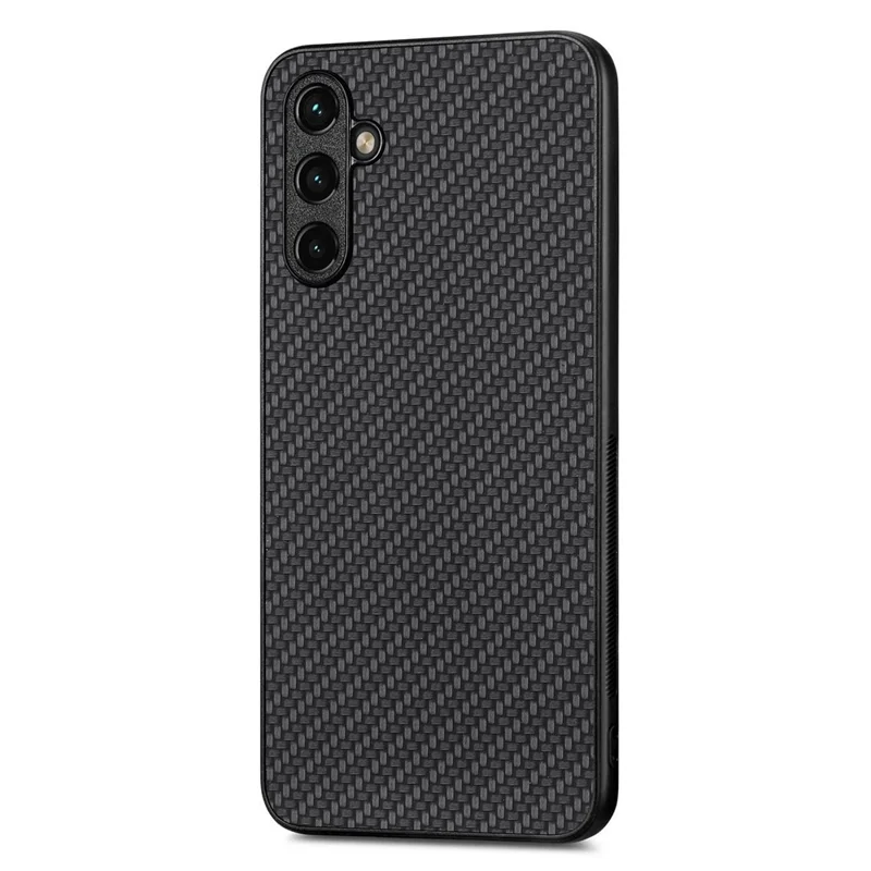 For Samsung Galaxy A54 5G Carbon Fiber Texture PU Leather Coated TPU Protective Case Anti-scratch Cell Phone Cover - Black