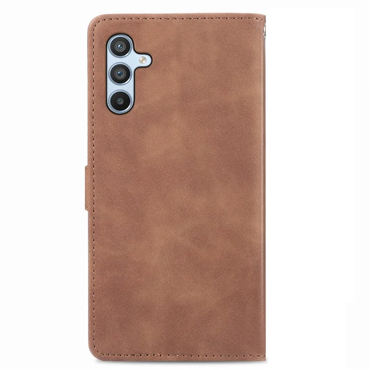 Para Samsung Galaxy A54 5G Flower Imprinted Pattern PU Leather Zipper Pocket Case Wallet Stand Phone Cover - Marrón