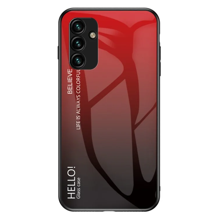 Para Samsung Galaxy A34 5G Gradient Color Drop-proof Phone Case Tempered Glass + PC + TPU Protective Case - Gradient Red Black