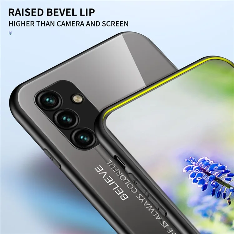 Para Samsung Galaxy A34 5G Gradient Color Drop-proof Phone Case Tempered Glass + PC + TPU Protective Case - Gradient Red Black