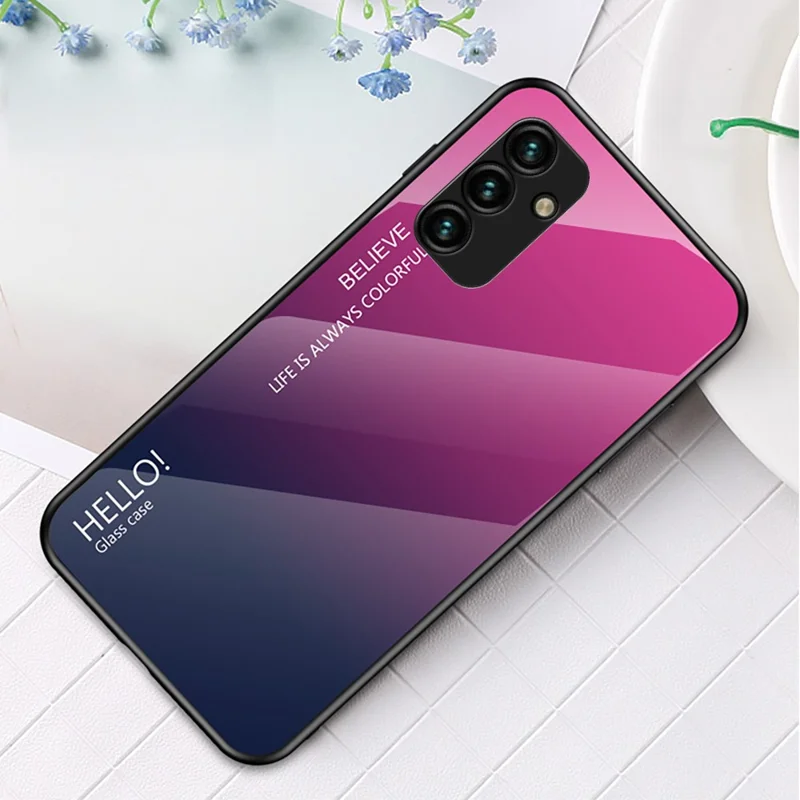 For Samsung Galaxy A34 5G Gradient Color Drop-proof Phone Case Tempered Glass + PC + TPU Protective Case - Gradient Rose