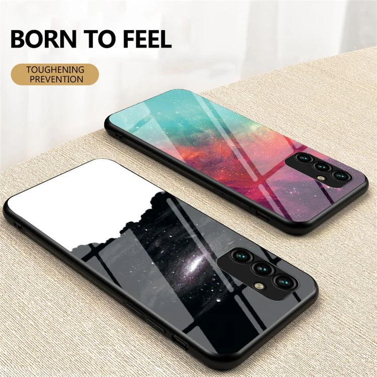 Per Samsung Galaxy A34 5G Starry Sky Pattern Printing Phone Cover Tempered Glass+Hard PC+Soft TPU Shockproof Case - Color Starry Sky