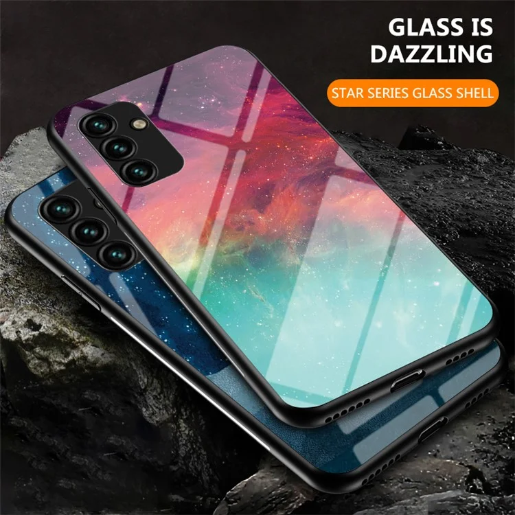 Per Samsung Galaxy A34 5G Starry Sky Pattern Printing Phone Cover Tempered Glass+Hard PC+Soft TPU Shockproof Case - Color Starry Sky
