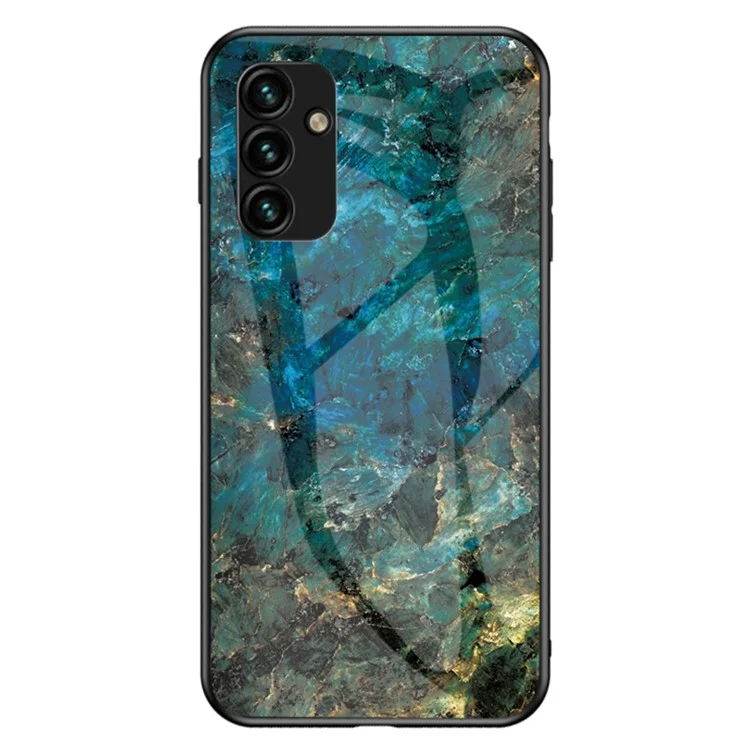 Pour Samsung Galaxy A34 5G Marble Pattern Impression Verre trempé + PC + Coque de téléphone TPU Anti-chute Couverture arrière - Marbre émeraude