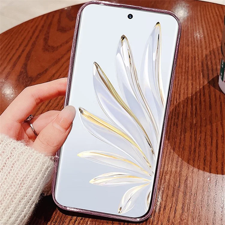 KADEM For Honor 70 Pro 5G Capa de Telefone Celular Flexível com Pó Brilhante TPU e Decoração de Flor com Strass - Ouro Rosa 