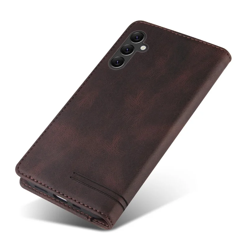 GQ.UTROBE 008 Series For Samsung Galaxy A14 5G / A14 4G RFID Blocking Skin-touch Feeling Full Coverage PU Leather Stand Wallet Phone Case - Coffee