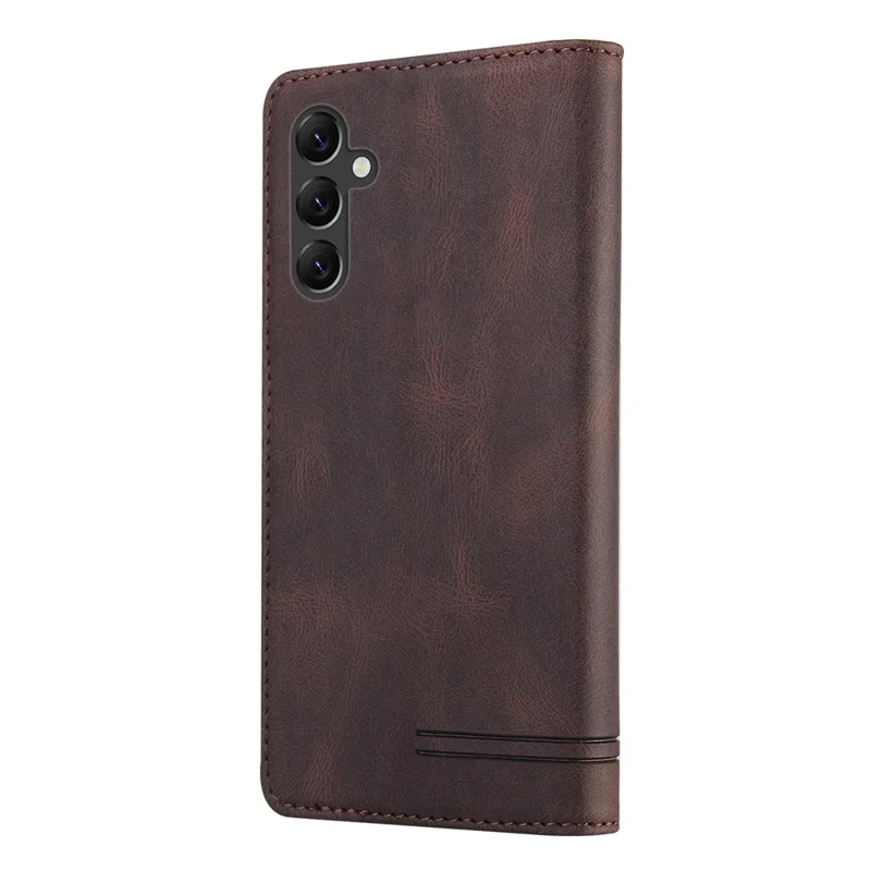GQ.UTROBE 008 Series For Samsung Galaxy A14 5G / A14 4G RFID Blocking Skin-touch Feeling Full Coverage PU Leather Stand Wallet Phone Case - Coffee