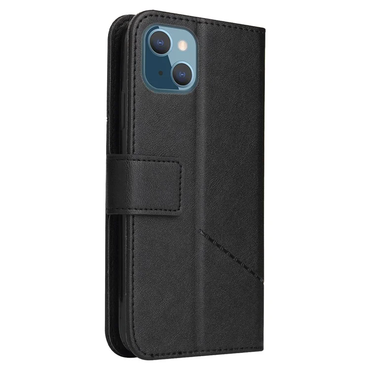 GQ.UTROBE Pour iPhone 14 Housse de téléphone en métal rectangulaire avec décoration en cuir PU Fermeture magnétique Porte-cartes et support - Noir