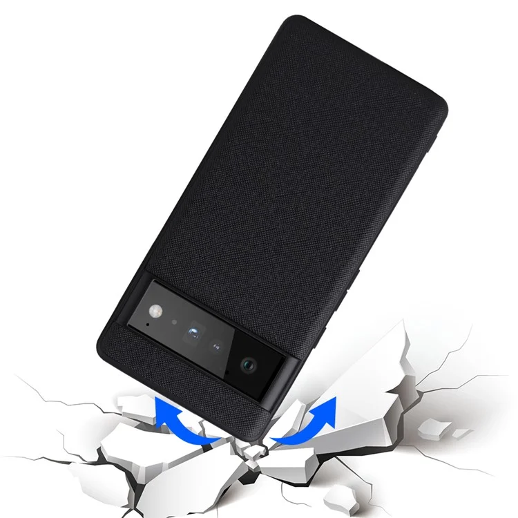 For Google Pixel 7 Pro 5G Anti-scratch Phone Case Textured PU Leather Coated TPU + PC Hybrid Cover - Cross Texture