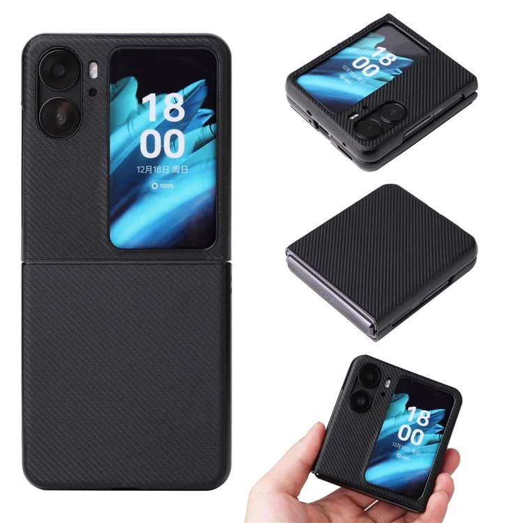 Для Oppo Find N2 Flip 5G Противоцарапинный чехол для телефона с обложкой из искусственной кожи + ПК Нескользящий чехол для телефона - Черный