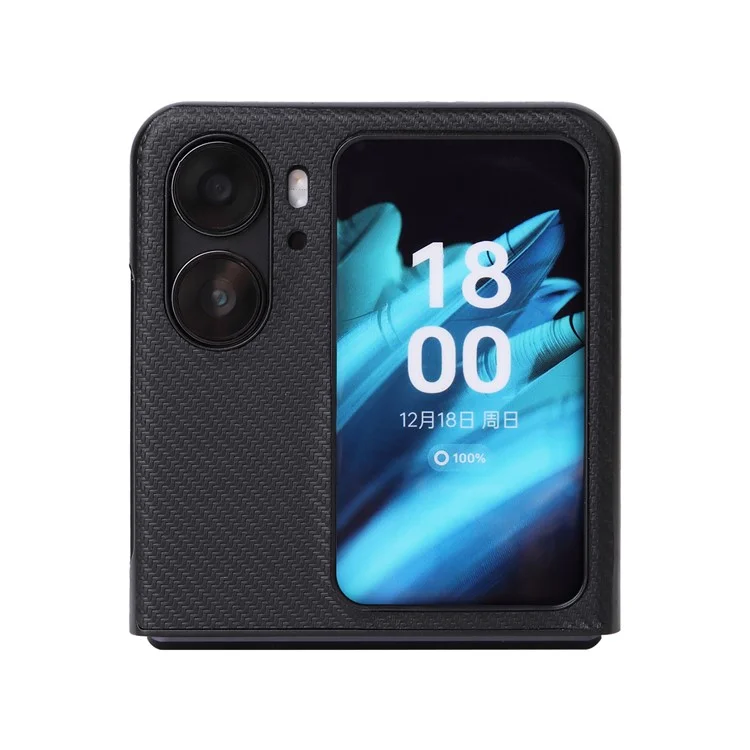 Для Oppo Find N2 Flip 5G Противоцарапинный чехол для телефона с обложкой из искусственной кожи + ПК Нескользящий чехол для телефона - Черный