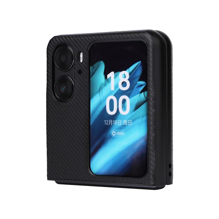 Для Oppo Find N2 Flip 5G Противоцарапинный чехол для телефона с обложкой из искусственной кожи + ПК Нескользящий чехол для телефона - Черный