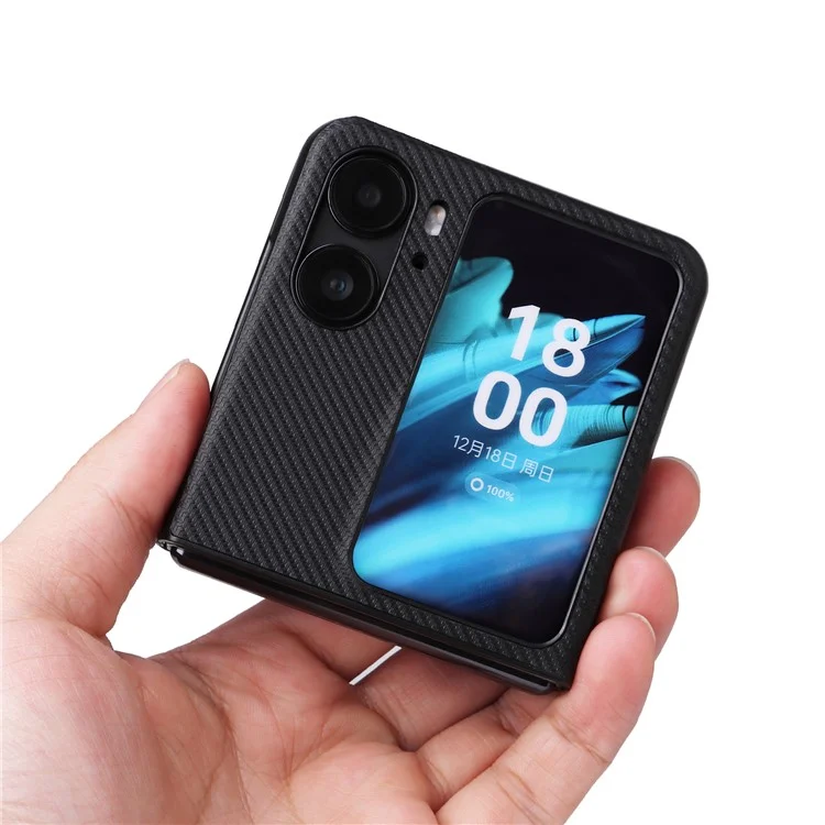 Для Oppo Find N2 Flip 5G Противоцарапинный чехол для телефона с обложкой из искусственной кожи + ПК Нескользящий чехол для телефона - Черный