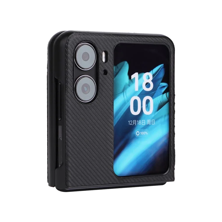 Для Oppo Find N2 Flip 5G Противоцарапинный чехол для телефона с обложкой из искусственной кожи + ПК Нескользящий чехол для телефона - Черный