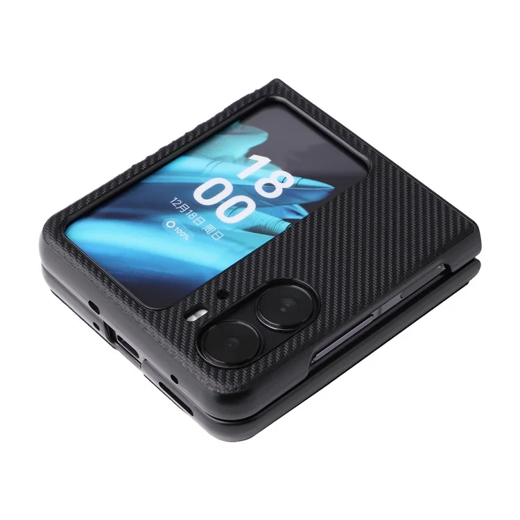 Для Oppo Find N2 Flip 5G Противоцарапинный чехол для телефона с обложкой из искусственной кожи + ПК Нескользящий чехол для телефона - Черный