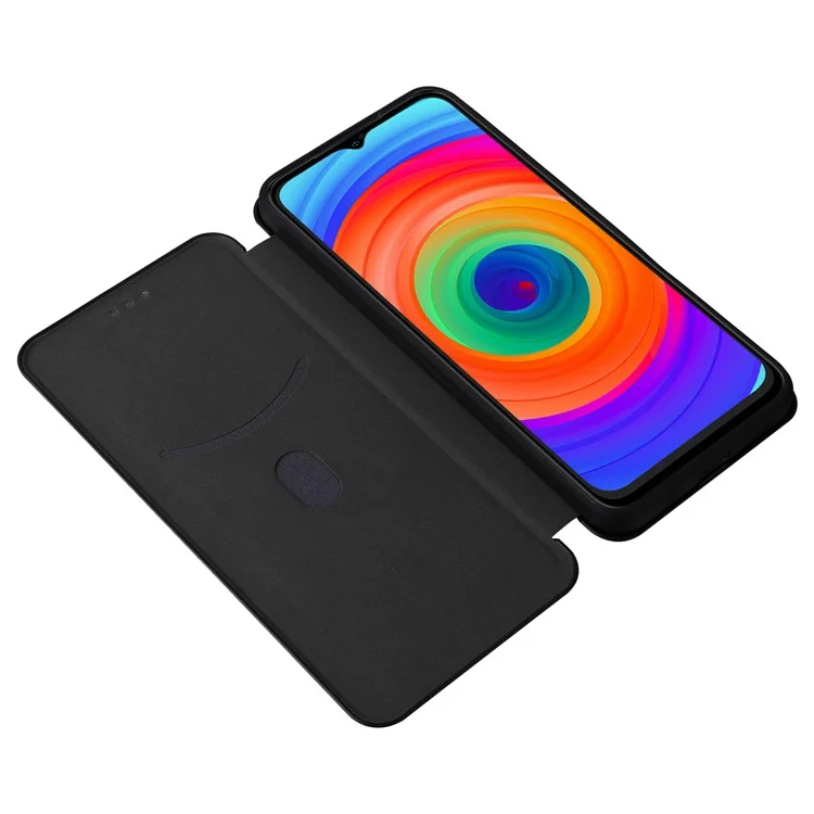 Per Ulefone Note 14 Anti-scratch Phone Case Card Slot PU Leather Magnetic Auto-absorbed Stand Carbon Fiber Texture Phone Cover - Nero