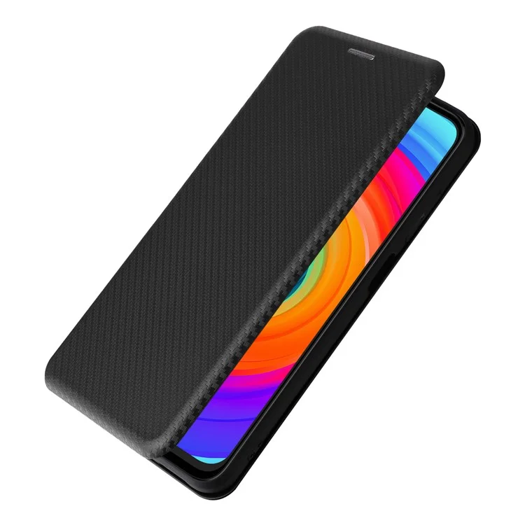 Per Ulefone Note 14 Anti-scratch Phone Case Card Slot PU Leather Magnetic Auto-absorbed Stand Carbon Fiber Texture Phone Cover - Nero