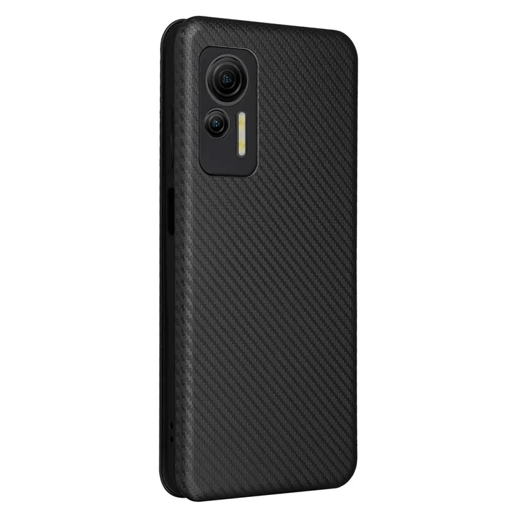 Per Ulefone Note 14 Anti-scratch Phone Case Card Slot PU Leather Magnetic Auto-absorbed Stand Carbon Fiber Texture Phone Cover - Nero