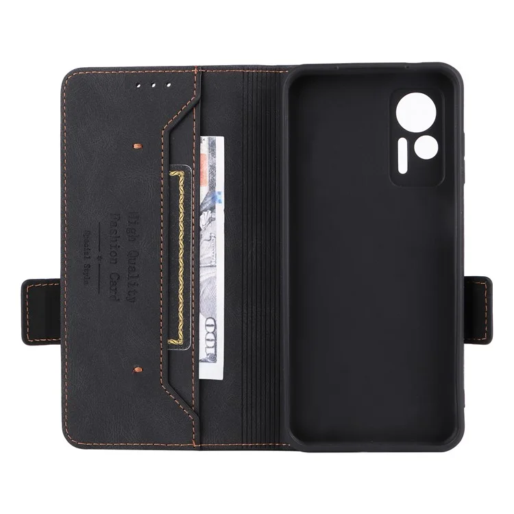 Anti-drop Phone Cover for Ulefone Note 14, Hardware Decor Dual Magnetic Clasp Wallet Foldable Stand PU Leather Protective Phone Case - Black