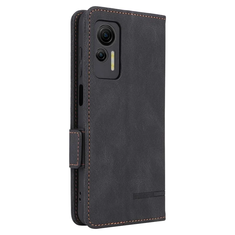 Anti-drop Phone Cover for Ulefone Note 14, Hardware Decor Dual Magnetic Clasp Wallet Foldable Stand PU Leather Protective Phone Case - Black