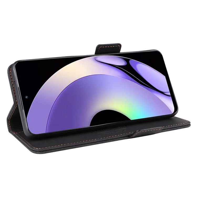 Per Realme 10 Pro 5G Hardware Decor Dual Magnetic Clasp Anti-scratch Phone Cover Wallet Stand Anti-drop PU Leather Phone Case - Nero