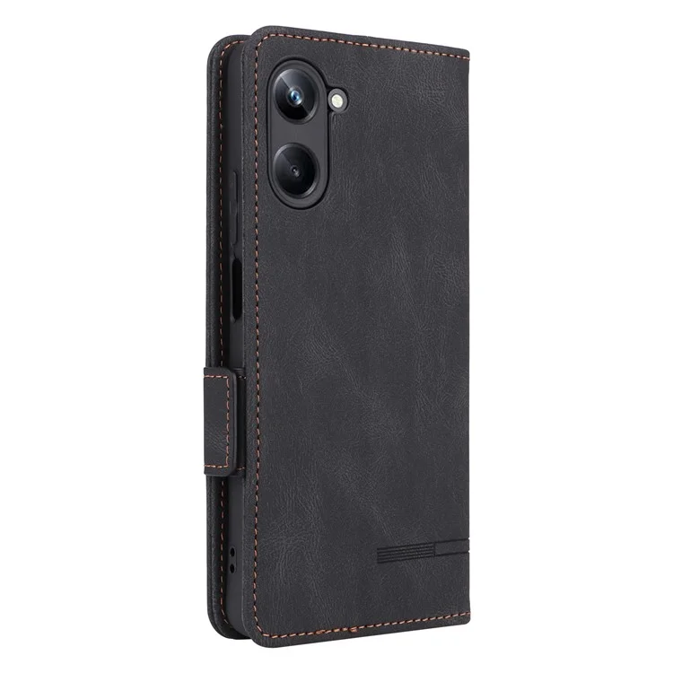 Per Realme 10 Pro 5G Hardware Decor Dual Magnetic Clasp Anti-scratch Phone Cover Wallet Stand Anti-drop PU Leather Phone Case - Nero