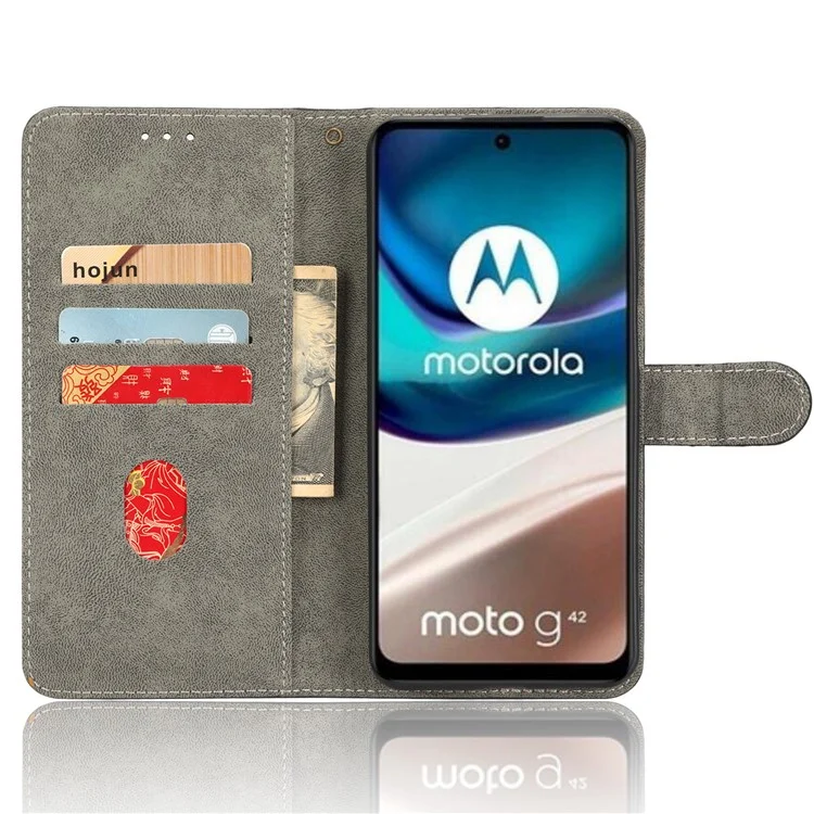 Para Motorola Moto G42 4G Capa de Telefone à Prova de Choque PU Couro RFID Bloqueio Magnético Anti-Arranhões Capa com Carteira Suporte - Preto