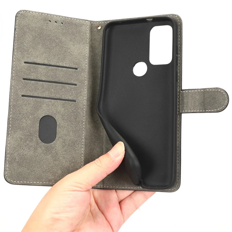 For Motorola Moto G Play (2023) 4G RFID Blocking Phone Case PU Leather Magnetic Anti-scratch Drop-proof Phone Cover with Wallet Stand - Brown