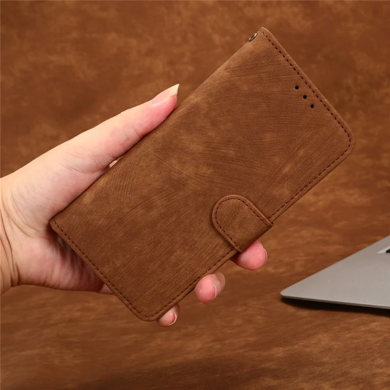 For Motorola Moto G Play (2023) 4G RFID Blocking Phone Case PU Leather Magnetic Anti-scratch Drop-proof Phone Cover with Wallet Stand - Brown