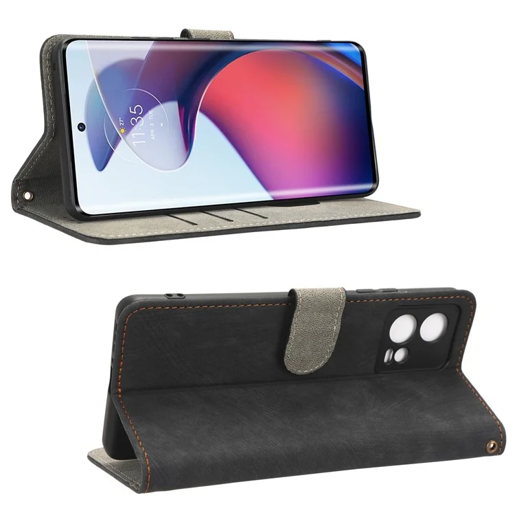 Para Motorola Edge 30 Fusion 5G / Moto S30 Pro 5G Funda Protectora para Teléfono con Bloqueo RFID Tapa de Cuero Magnética con Soporte - Negro