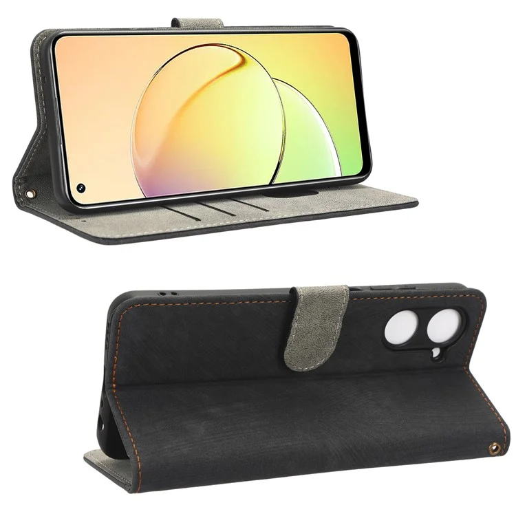 RFID Blocking Anti-scratch Phone Case For Realme 10 4G, Anti-fall Magnetic PU Leather Phone Cover with Wallet Stand - Black